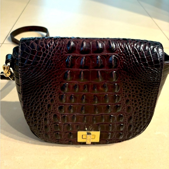 BRAHMIN Brown Croc Leather SONNY petite crossbody bag, Rare, EUC. - Picture 2 of 13